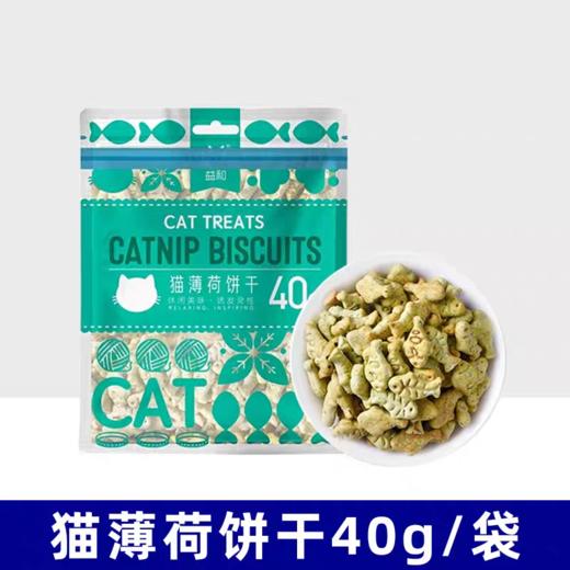益和 猫咪零食薄荷饼干猫零食40g猫草去毛球小鱼饼干1袋 商品图0