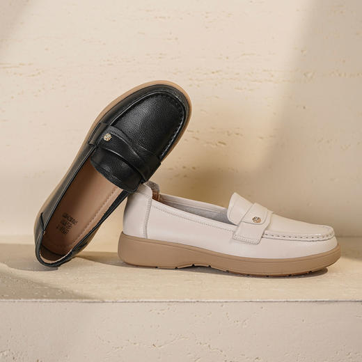 【秋季新款】西村名物2025年秋季新款厚底防滑粗跟软底舒适乐福鞋T25CM31471 商品图7