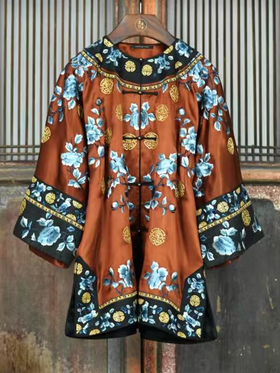 盛唐牡丹盛奢系列 | 手推绣三蓝盘金对襟外套