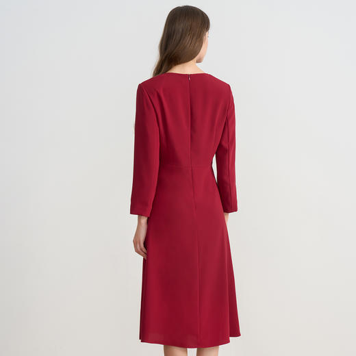 【精致红玫瑰】EITIE爱特爱气质收腰红色长袖连衣裙秋季新款C2507834 商品图4