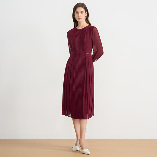 EITIE爱特爱气质高级感网纱垂坠长袖连衣裙B2507684L 商品图3