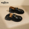Safiya/索菲娅2025学院风字母扣圆头复古英伦百搭粗跟小皮鞋SFD3112068 商品缩略图6