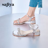 Safiya/索菲娅2025夏季时尚闪钻中空露趾高跟透明一字带凉鞋SFD2115415 商品缩略图3