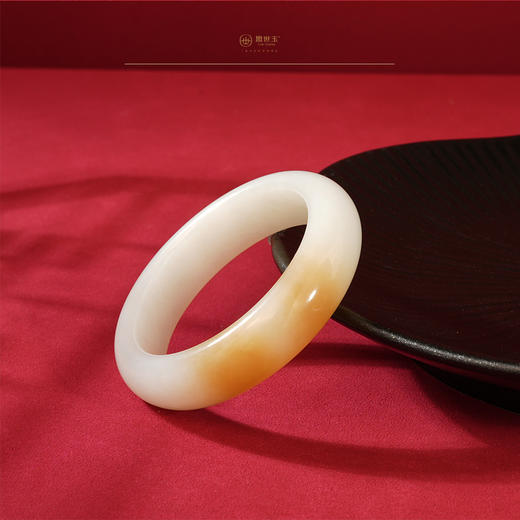 新疆国玉盟世玉【玉暖融糖】羊脂玉手镯圈口56.9【顺丰物流】 商品图0