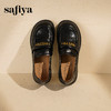 Safiya/索菲娅2025学院风字母扣圆头复古英伦百搭粗跟小皮鞋SFD3112068 商品缩略图3