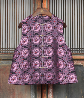 盛唐牡丹盛奢系列 | 舞凤纹胡光俊蜀锦真丝马甲-紫色