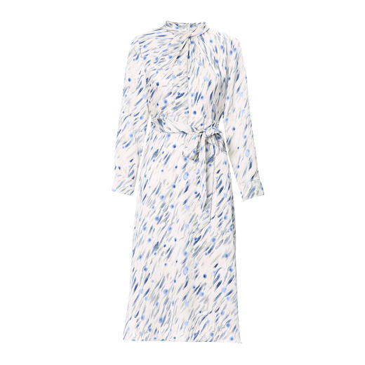 【正式感通勤连衣裙】EITIE爱特爱气质立领蓝色印花秋季新款C2507822 商品图5