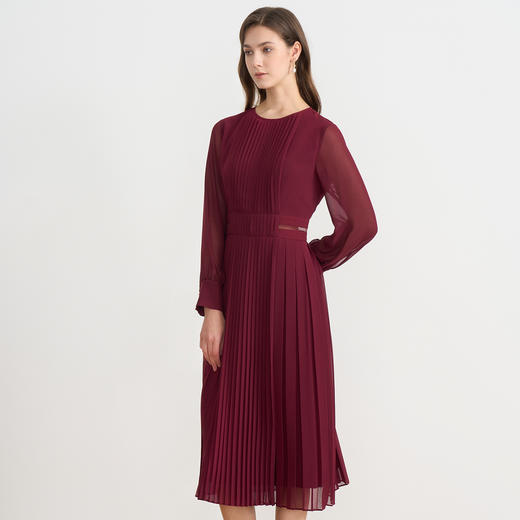 EITIE爱特爱气质高级感网纱垂坠长袖连衣裙B2507684L 商品图4