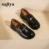 Safiya/索菲娅2025学院风字母扣圆头复古英伦百搭粗跟小皮鞋SFD3112068 商品缩略图4
