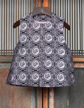 盛唐牡丹盛奢系列 | 舞凤纹胡光俊蜀锦真丝马甲-黑紫