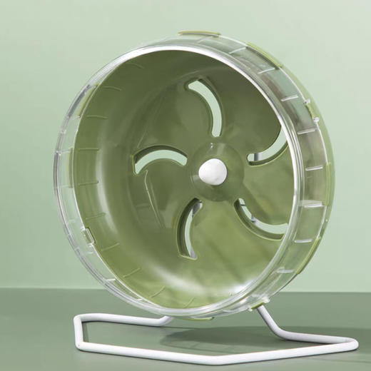 严选【 仓鼠静音跑步机带支架牛果绿】水晶无声跑轮金丝熊跑步机转轮仓鼠笼子1个 商品图1