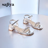 Safiya/索菲娅2025夏季时尚闪钻中空露趾高跟透明一字带凉鞋SFD2115415 商品缩略图4