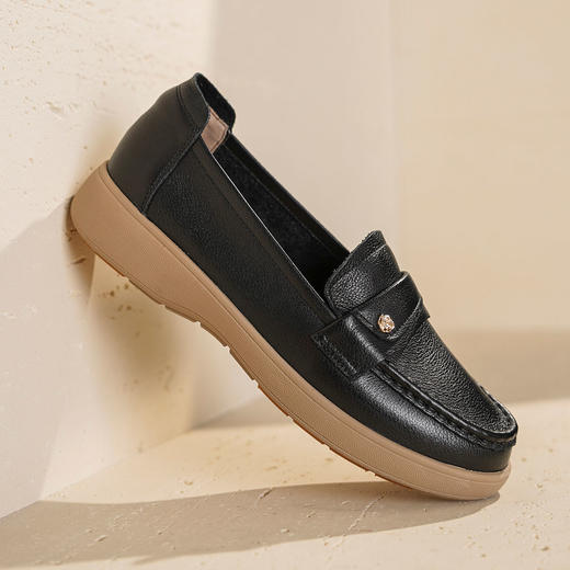 【秋季新款】西村名物2025年秋季新款厚底防滑粗跟软底舒适乐福鞋T25CM31471 商品图9