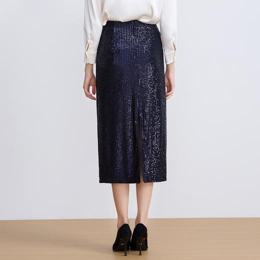 【亮片半身裙】EITIE爱特爱气质优雅复古显瘦直筒过膝秋新款半身群C2506806 商品图9