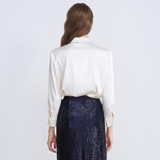 EITIE爱特爱珍珠柔光缎面飘带优雅直筒显瘦秋季新款衬衣C2509812 商品图4