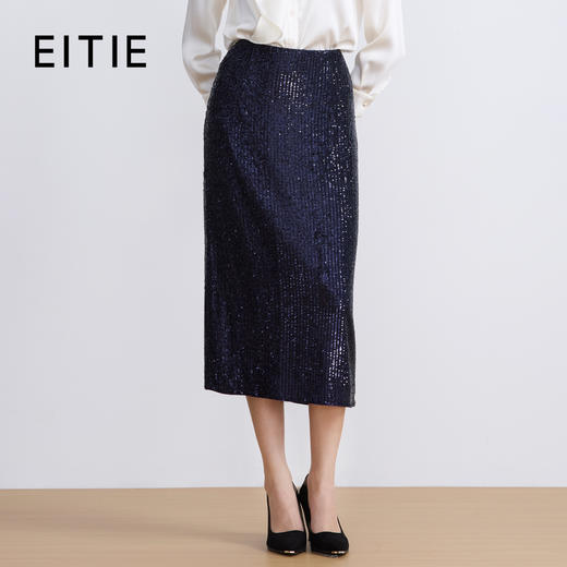 【亮片半身裙】EITIE爱特爱气质优雅复古显瘦直筒过膝秋新款半身群C2506806 商品图1