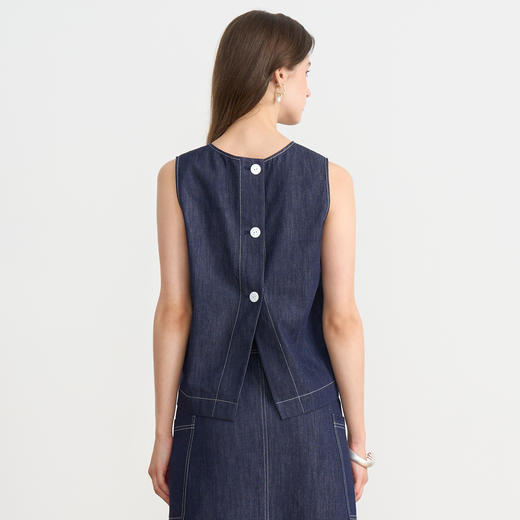 同款下架-EITIE爱特爱复古高级感无袖小上衣C2513822 商品图4