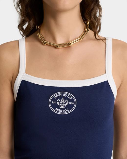 Sporty & Rich - Eden Crest Pique Tank - Dark Navy/White  - 女装 - 吊带背心 - 深蓝色/白色 商品图3