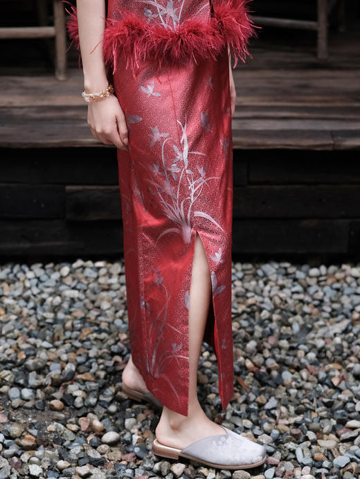 盛唐牡丹| 兰花纹真丝重缎宋锦半裙 商品图1