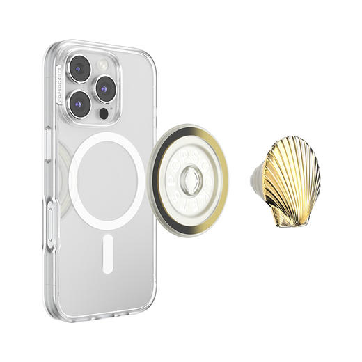 【海岛之旅】沙砾贝壳·MagSafe圆啪嗒 MAGSAFE磁吸手机气囊支架 Round圆啪嗒系列 奢华金 异形 商品图4