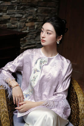 盛唐牡丹盛奢系列| 岩栖谷隐盘金打籽福禄真丝上衣