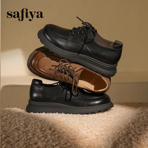 预售|Safiya/索菲娅2025学院风英伦真皮深口系带百搭休闲复古小皮鞋SFD3112106 商品图7