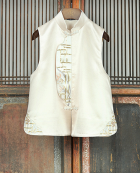 盛唐牡丹大师系列 | 兰素丝毛手绣偏襟马甲