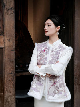 盛唐牡丹盛奢系列| 高定手工串珠松枝祥云百鸟朝凤夹棉马甲