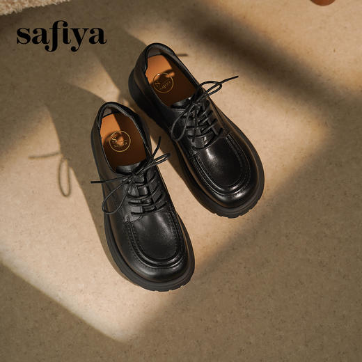 预售|Safiya/索菲娅2025学院风英伦真皮深口系带百搭休闲复古小皮鞋SFD3112106 商品图6