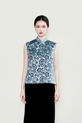 盛唐牡丹| 繁花纹漳缎偏襟马甲