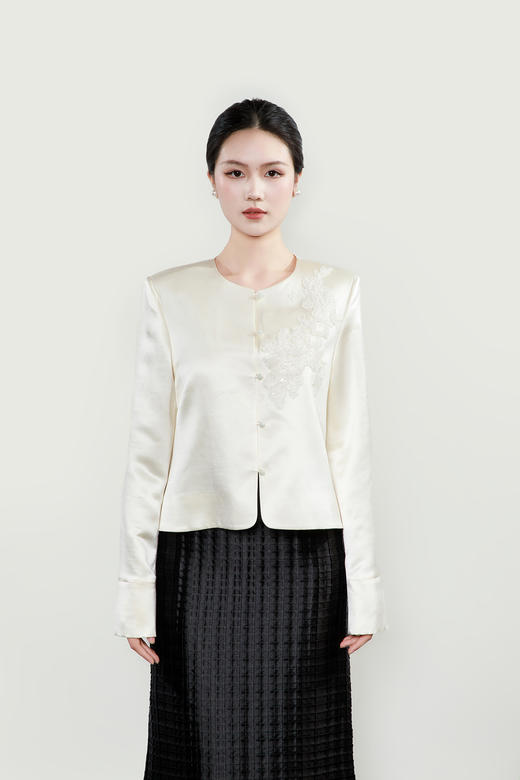 盛唐牡丹| 法式串珠丝毛对襟外套 商品图2