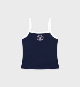 Sporty & Rich - Eden Crest Pique Tank - Dark Navy/White  - 女装 - 吊带背心 - 深蓝色/白色