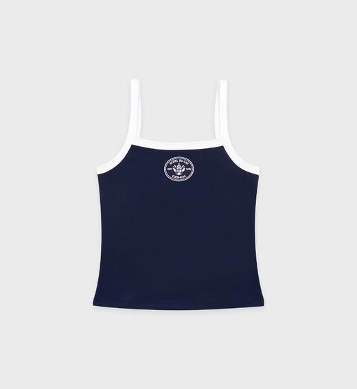 Sporty & Rich - Eden Crest Pique Tank - Dark Navy/White  - 女装 - 吊带背心 - 深蓝色/白色 商品图0