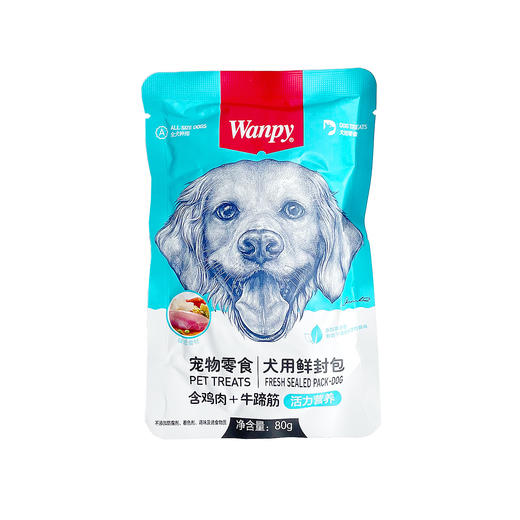 顽皮 鲜封包【犬用鸡肉+牛蹄筋80g】猫条湿粮营养增肥猫咪狗狗零食解馋拌粮1袋 商品图1