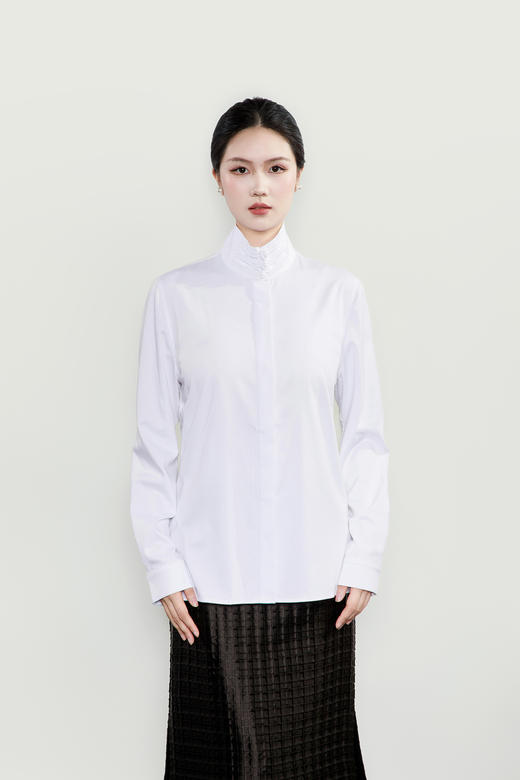 下架|廷前观棠 | 盘扣高领白衬衫 商品图0