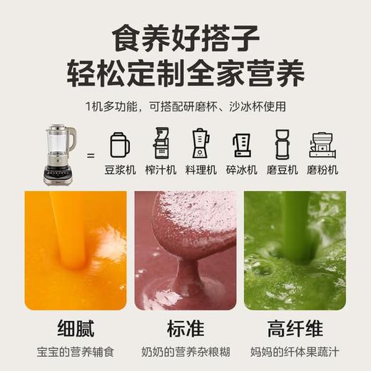美的(Midea)(510621)破壁机家用1.75L无刷变频多肽浓浆多功能豆浆机果汁辅食机巴氏杀菌降噪轻音彩屏料理机BL1086双杯 商品图4