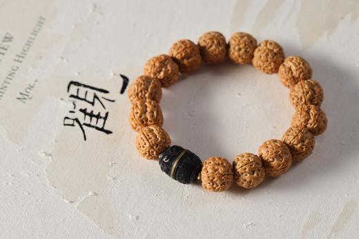 YJPT0012°金刚菩提+黑檀镶铜鼓珠手串1.4*1.5*15 商品图1