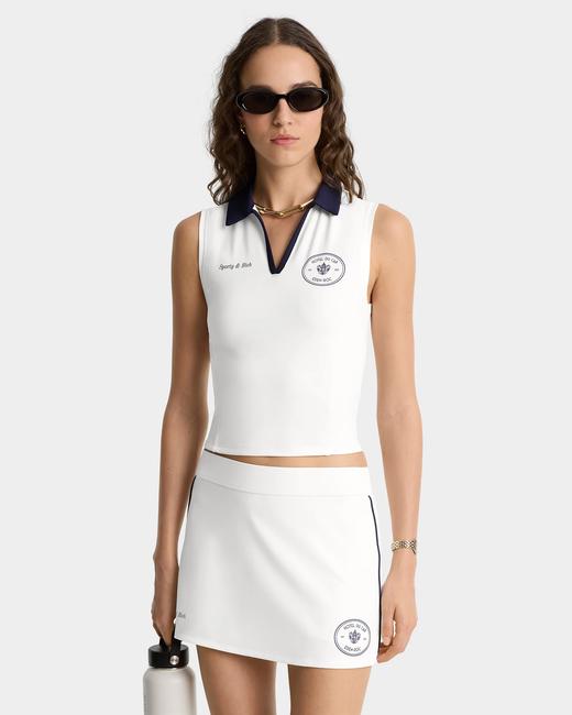 Sporty & Rich - Eden Crest Court Skirt - White/Dark Navy  - 女装 - 短裙 - 白色/深蓝色 商品图3