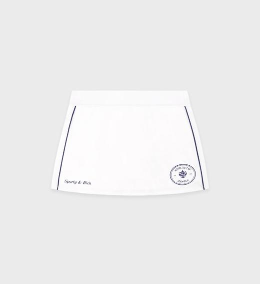 Sporty & Rich - Eden Crest Court Skirt - White/Dark Navy  - 女装 - 短裙 - 白色/深蓝色 商品图0