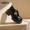 预售|Safiya/索菲娅2025时尚英伦厚底增高不累脚粗跟百搭深口小皮鞋SFD3112033 商品缩略图2