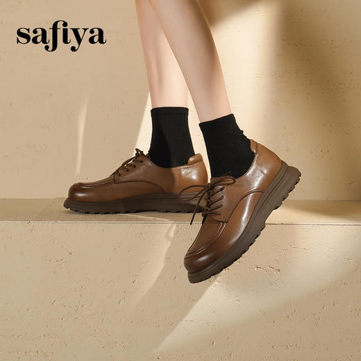 预售|Safiya/索菲娅2025学院风英伦真皮深口系带百搭休闲复古小皮鞋SFD3112106 商品图5