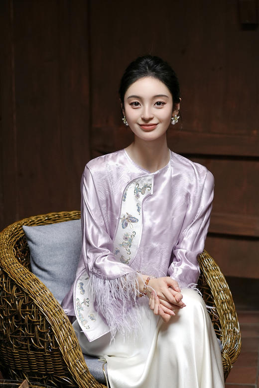 盛唐牡丹盛奢系列| 岩栖谷隐盘金打籽福禄真丝上衣 商品图1