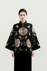大师系列| 黑色重缎真丝手绣团花夹棉外套 商品缩略图2