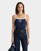 Sporty & Rich - Eden Crest Pique Tank - Dark Navy/White  - 女装 - 吊带背心 - 深蓝色/白色 商品缩略图1