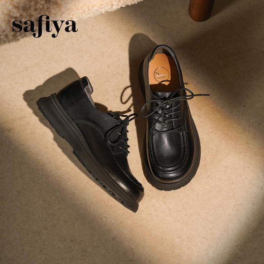预售|Safiya/索菲娅2025学院风英伦真皮深口系带百搭休闲复古小皮鞋SFD3112106 商品图8