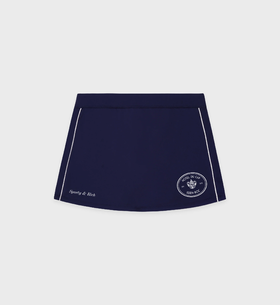 Sporty & Rich - Eden Crest Court Skirt - Dark Navy/White  - 女装 - 短裙 - 深蓝色/白色