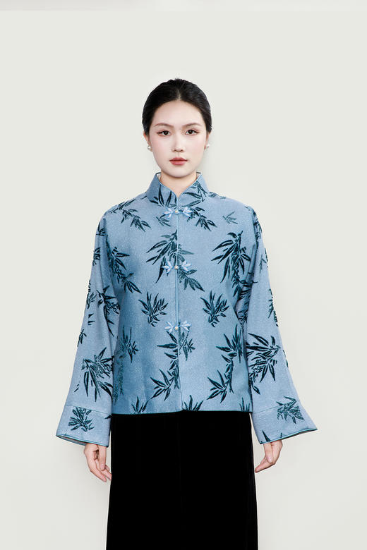 盛唐牡丹| 文竹丝毛漳缎对襟外套 商品图0
