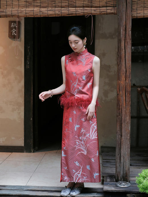 盛唐牡丹| 兰花纹真丝重缎宋锦半裙 商品图2