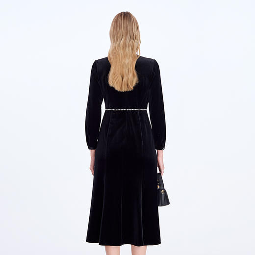 EITIE爱特爱经典缎面丝绒A摆优雅礼服裙8377008 商品图4