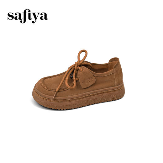 预售|Safiya/索菲娅2025学院风复古休闲系带百搭英伦厚底增高袋鼠鞋SFD3112441 商品图10